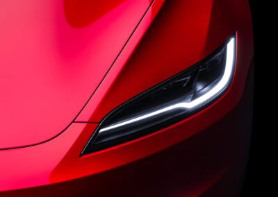 Nieuw aërodynamisch design van de gefacelifte Tesla Model 3